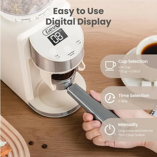 Vista 2 de Gevi Molinillo de café eléctrico, molinillo de granos de café con 35 ajustes de molienda para espresso, goteo, prensa francesa, molinillo de café