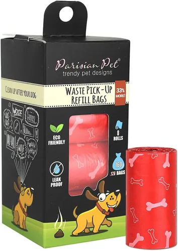 Vista 19 de Parisian Pet Bolsas ecológicas para excrementos de perro, 8 rollos, 20 bolsas por rollo, sin perfume, a prueba de fugas, perfectas para limpiar Casa