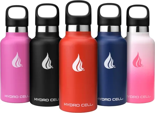 Vista 51 de HYDRO CELL Botella de agua de acero inoxidable con sorbete y 2 tapas estándar de boca (32 onzas, 24 onzas, 20 onzas, 16 onzas), mantiene