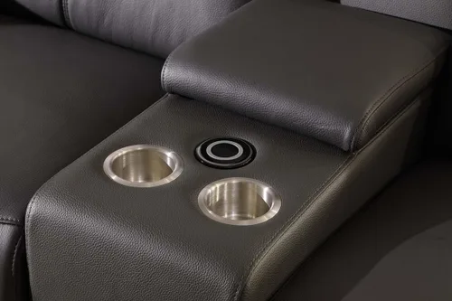 Vista 164 de BlackJack Furniture Venice - Sofá modular de cuero italiano de grano superior de 5 piezas con 3 reclinables eléctricos, reposacabezas ajustable