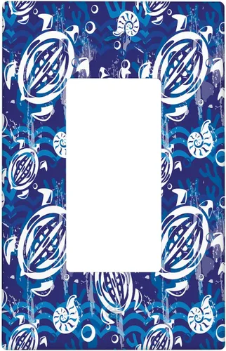 Vista 47 de Placa de interruptor de luz Nautical de 1 pandilla, concha abstracta retro del océano, estrella de mar, cubierta de placa de pared decorativa