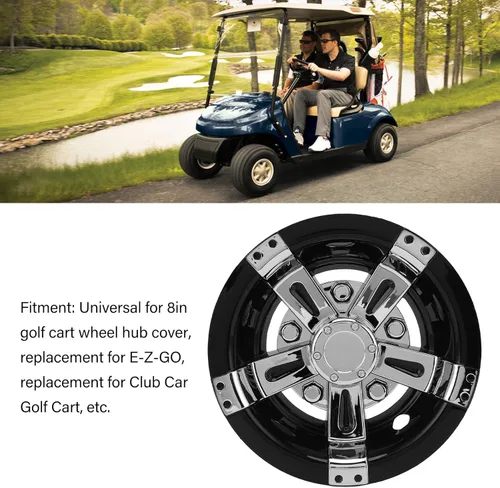 Vista 3 de Fundas para ruedas de carrito de golf de 8 pulgadas, tapas de rueda de ABS con acabado plateado, accesorios para carrito de golf EZGO Club Car Juego