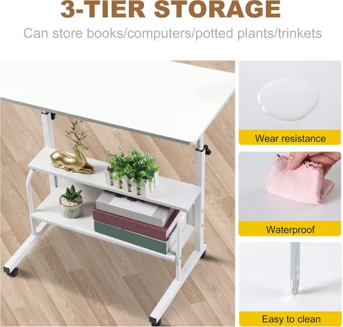 Vista 7 de Desk Universal Movable Table Small Spaces Storage Convenient Desk Portable Computer Desk Adjustable Home Office Bedside Home Office Living Room