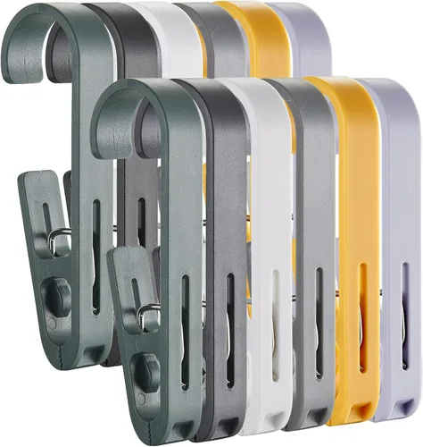 Vista 14 de Gancho grande para ropa sucia, 8 piezas, clips para calcetines, clips de lavandería con resortes, clavijas de plástico fuerte para línea de secado
