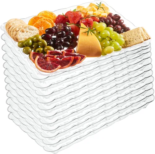 Vista 26 de Plasticpro - Bandejas de plástico para servir, rectangulares, 9 x 13 pulgadas, plato desechable para fiesta, 4 bandejas negras
