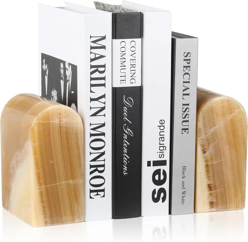 Vista 19 de Koville Sujetalibros de mármol de lujo para estantes, extremos decorativos de libros de piedra, soportes de libros de mármol de alta resistencia