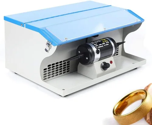 Máquina pulidora de pulido de roca de joyería, máquina pulidora de pulido de 200W TableTop Colector de polvo Luz Pulidora de joyas con luz 0-8000