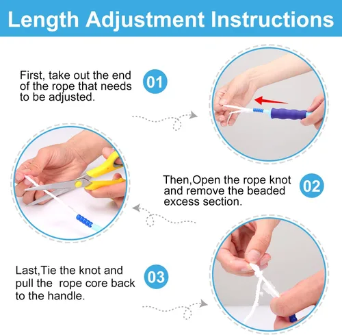 Vista 4 de GRAWUN Jump Rope For Kids, Soft Beaded Jump Rope, Adjustable Length Tangle-Free Segmented Soft Beaded Skipping Rope，for Women, Men and Kids Keeping