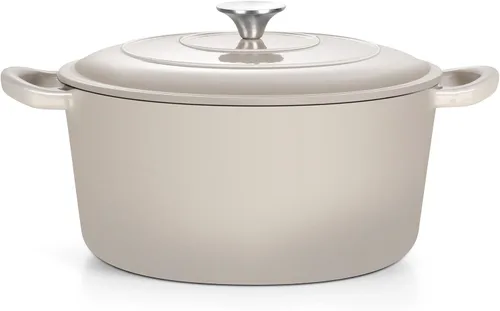 Vista 24 de TeamFar Horno holandés de hierro fundido esmaltado, olla pequeña de 3 cuartos de galón con tapa, olla de hierro fundido resistente para hornear pan