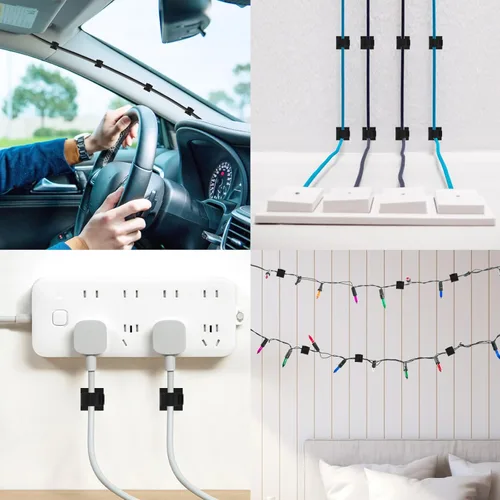 Vista 7 de LinkDocs 30 clips adhesivos para cables, clips de alambre para gestión de cables, abrazaderas de sujeción de cables para automóvil, oficina y hogar