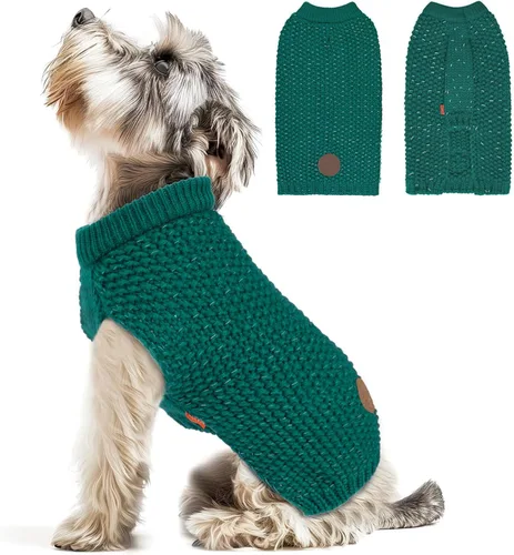 Vista 30 de KYEESE Suéter para Perro con Agujero para Correa para Perros Pequeños Machos Suéter Cálido con Hilo Reflectante Tejido Suave Ropa para Perros Machos