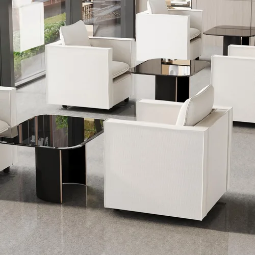 Vista 5 de Decorative Beige Single Sofa Chair Set of 2 Soft Armchair with Breathable Seat Cushion Comfortable Modern Chair for Bedroom Corner Reading