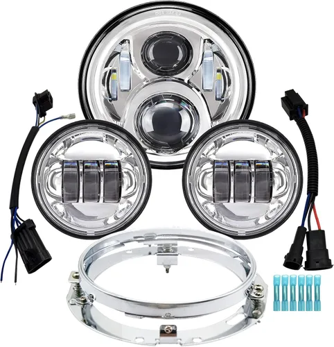Vista 8 de AlyoNed Faro LED de 7 pulgadas para motocicleta 4.5" Luces antiniebla de paso Kit DOT Compatible con Harley Davidson Fat Boy Street Glide Heritage