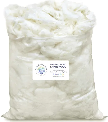 Vista 10 de Lana de cordero de fibra clásica esponjosa blanca natural para relleno y relleno de juguetes, 1 libra