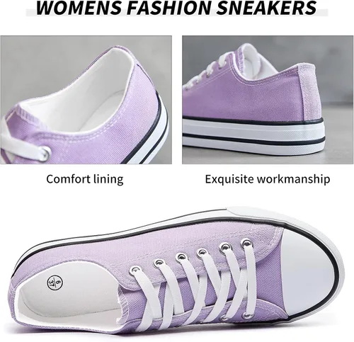Vista 4 de Zapatillas de lona para mujer bajas y con cordones zapatillas de lona cómodas y modernas