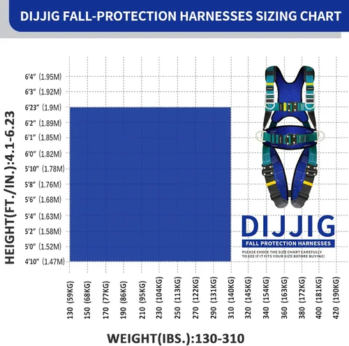 Vista 3 de DIJJIG Arnés de Seguridad de Protección Corporal Completa con Ajuste de 5 Puntos, Seguro y Cómodo, Posicionamiento de Construcción, Correas