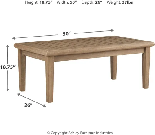Vista 3 de Signature Design by Ashley Gerianne - Mesa de cóctel rectangular contemporánea para exteriores, superficie de listones que repele el agua de lluvia