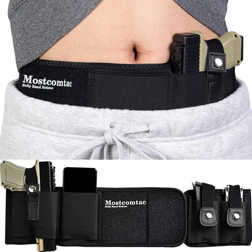 Mostcomtac Funda de banda para el vientre para hombres y mujeres, funda de neopreno transpirable, cinturón táctico de múltiples bolsillos para
