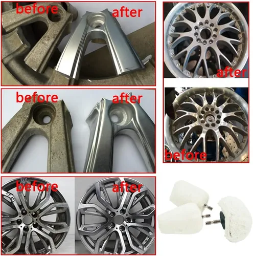 Vista 7 de TMEEIHNSS Rueda de pulido de aluminio para taladro, kit de pulido de colector de borde cromado, cono de vástago hexagonal de 3 "x 1/4", seta/columna