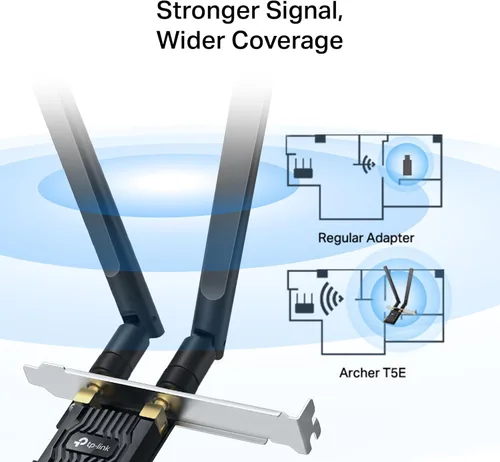 Vista 5 de TP-Link Tarjeta WiFi PCIe AC1200 para PC de escritorio (Archer T5E) - Bluetooth 5.0, tarjeta de red inalámbrica de doble banda (2.4Ghz y 5Ghz)
