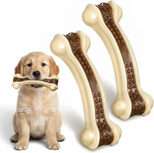 Vista 11 de Sosation Juguetes para perros en forma de huesos para masticadores agresivos, paquete de 2 juguetes navideños para masticar perros, dentición