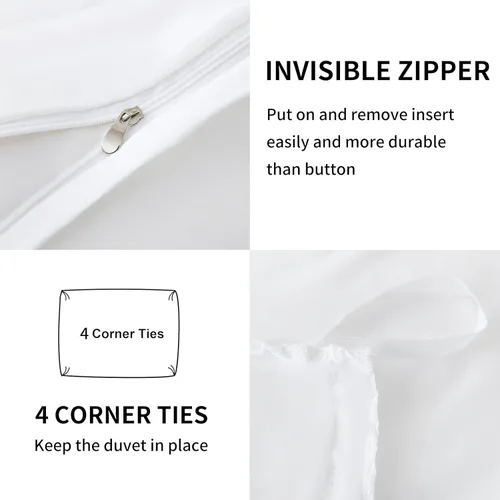 Vista 5 de MEILA Juego de funda de edredón de microfibra lavada, tamaño individual, diseño de arco acolchado, juego de ropa de cama de 2 piezas, bordado