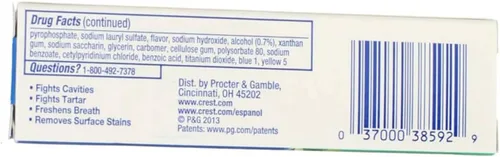 Vista 3 de Crest Complete Multi-Beneficio Pasta dental con flúor, blanqueamiento + alcance, menta fresca, 0.85 oz (paquete de 8)