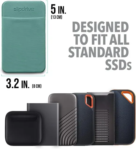 Vista 2 de Slipdrive - Funda portátil para disco duro para portátil - Unidad de estado sólido SSD - Adhesivo reutilizable - Funda de transporte para disco duro