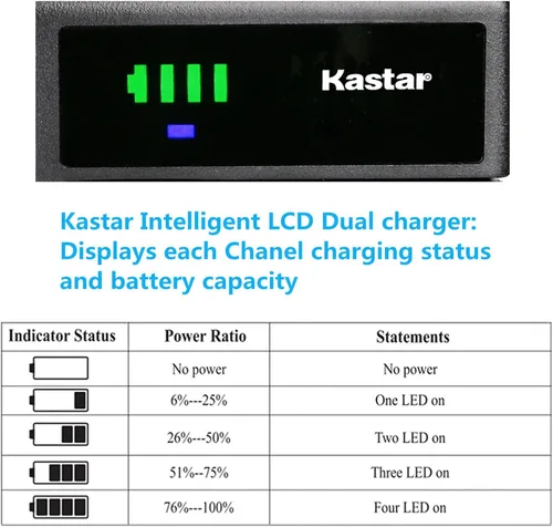 Vista 2 de Kastar LTD2 - Cargador de batería USB NP-55H compatible con Sony NP-33 NP-55 NP-55H NP-66 NP-68 NP-77 NP-77H NP-77H NP-78 NP-90 NP-98H NP-99, Sony