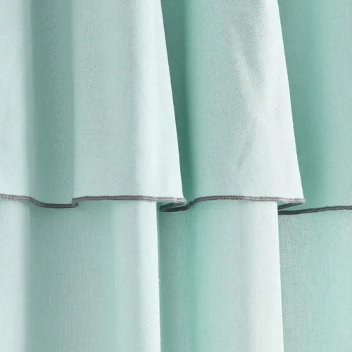 Vista 4 de Lush Decor Moderno par de paneles de cortina de ventana con borde bordado de lino sintético con cenefa adjunta, 84 pulgadas de largo x 52 pulgadas