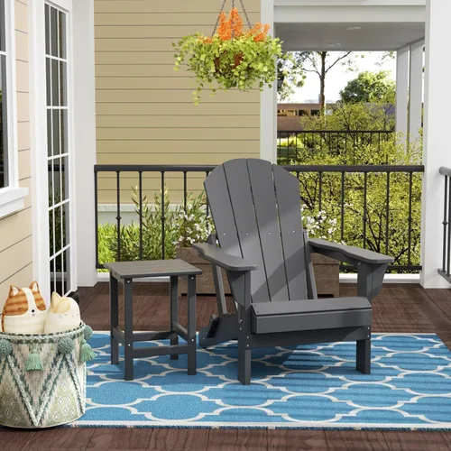 Vista 37 de WestinTrends Malibu - Juego de 2 sillas Adirondack con mesa auxiliar, asientos al aire libre para todo tipo de clima, silla plegable de plástico
