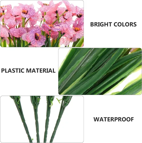 Vista 9 de VICASKY 1 juego de 4 piezas de flores artificiales decorativas, violetas africanas, arreglos florales de seda, arreglos florales artificiales, ramo