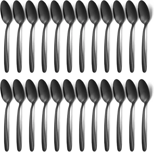 Vista 9 de Unokit Juego de 24 cucharas de té – Cuchara de acero inoxidable de 6.7 pulgadas, postre, mesa, cucharas de cubiertos solo para el hogar, cocina