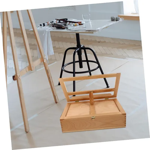 Vista 9 de TEHAUX Caballete de madera para niños, soporte de dibujo, soporte de almacenamiento, caballete de postal de madera, caballetes de mesa para pintar