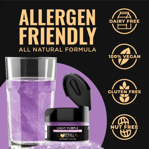 Vista 45 de Brew Glitter - Purpurina comestible rosa claro para bebidas, cócteles, cerveza y bebidas 1 frasco de 4g