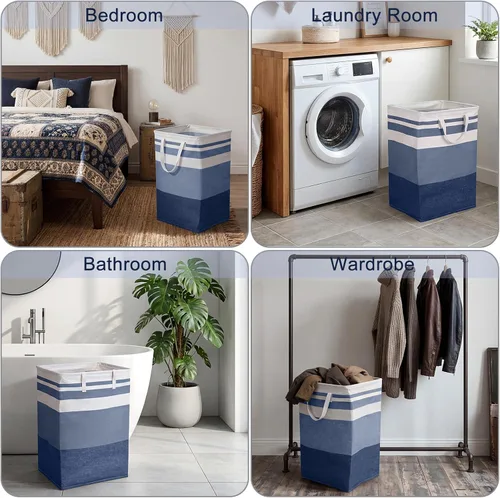 Vista 7 de Foaincore Paquete de 6 cestas de lavandería de 75 L, canastas grandes para ropa a granel, para organización de lavandería, impermeable, plegable