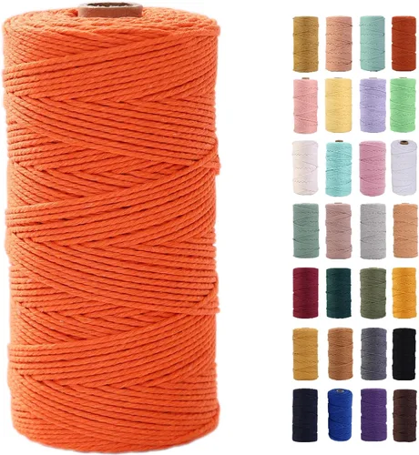 Vista 11 de Cuerda de macramé azul aire de 0.079 in x 220 yardas, cuerda de algodón colorido de algodón suave para colgar en la pared, colgadores de plantas