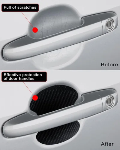 Vista 2 de LABNNA 8PCS Car Door Handle Stickers, Carbon Fiber Car Door Handle Paint Scratch Protector Sticker Universal Auto Door Paint Guard Car Door Cup