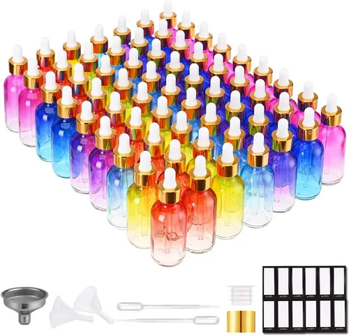 Vista 19 de PrettyCare Botellas con cuentagotas de vidrio para ojos de 2 onzas (2.1 onzas líquidas), paquete de 63 botellas gruesas vacías ámbar a granel