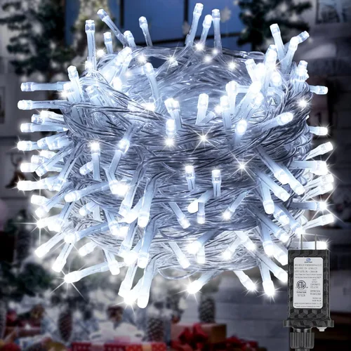 Vista 14 de Guirnalda de 130 luces LED solares, campamento, 33 pies, 13 iluminaciones, linterna portátil, impermeable, 4 en 1, diseño parpadeante, Navidad