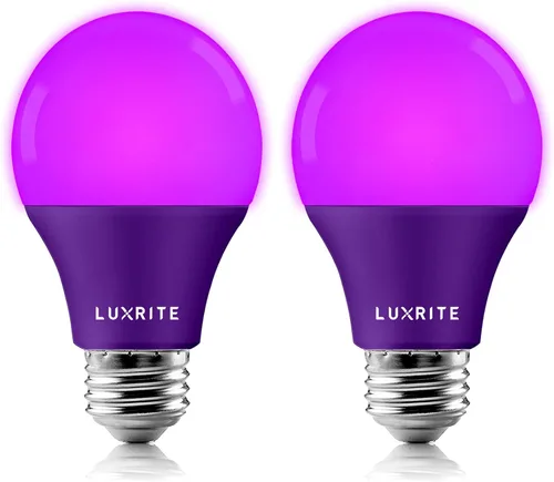 Vista 14 de Foco LED Luxrite A19 rojo, equivalente a 60 W, no regulable, lista UL, base estándar E26, para interiores y exteriores, porche, Navidad, decoración