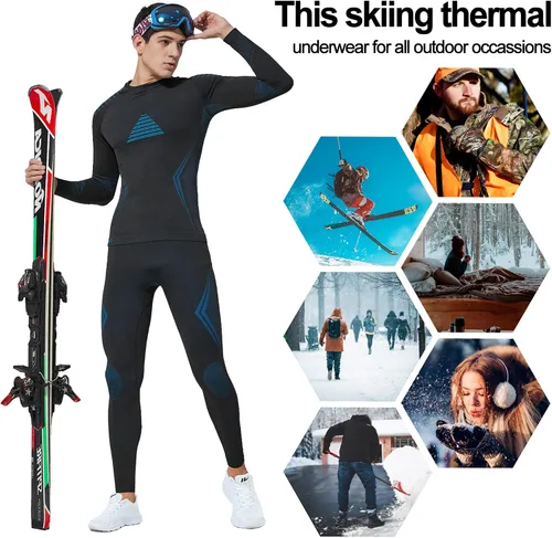 Vista 5 de UNIQUEBELLA - Ropa interior térmica para hombre con calzoncillos largos y forro polar de secado rápido y capa de base térmica