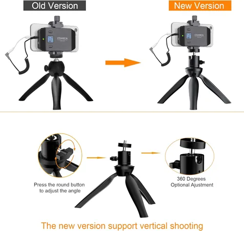 Vista 2 de COMICA CVM-WS50 Micrófono de mano inalámbrico, micrófono profesional de entrevista de mano para iPhone, teléfonos Android, cámara, micrófono