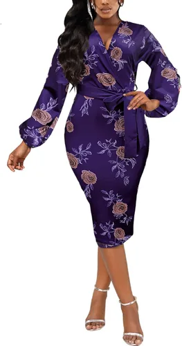 Vista 12 de Xinlees Vestidos elegantes para mujer, sexy, ajustado, manga larga, vestidos de negocios