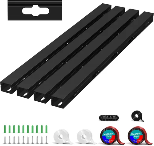Kit de canaleta para ocultar cables, organización magnética de cables debajo del escritorio con agujero grande estético mejorado, kit organizador de