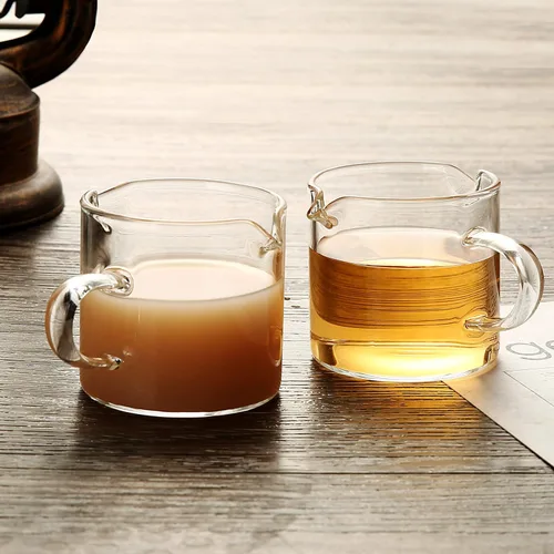 Vista 3 de Vasos de chupito de 4.1 fl oz/4 oz piezas de espresso con doble boquilla para leche de vidrio transparente (2)