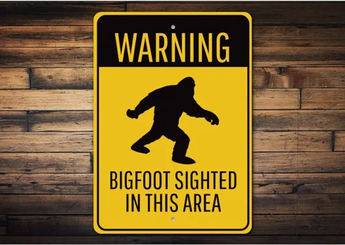 Vista 2 de Warning: Bigfoot Sighted in This Area, Road and Path Warning Sign, Bigfoot Sighting Warning Aluminum Sign - 8" x 12