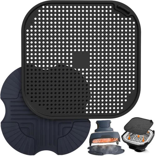 2 Piezas Salvamanteles de Silicona para Freidora de Aire y Protector contra Salpicaduras para Ninja Crispi, Alfombrilla Resistente al Calor para