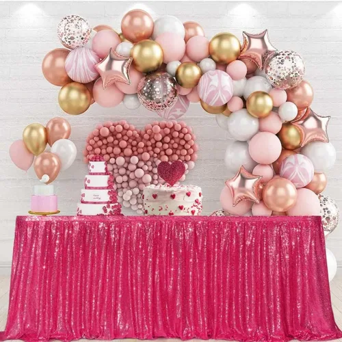 Vista 17 de PartyDelight Falda de mesa de lentejuelas doradas de 4 pies para mesa redonda/rectangular/cuadrada para fiesta de cumpleaños, boda, Navidad