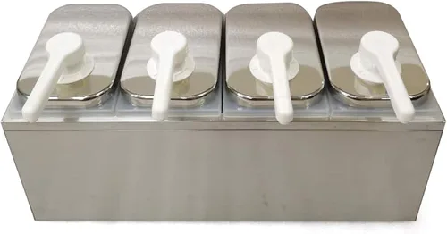 Vista 3 de Dispensador de salsas, estación de bomba de condimentos de acero inoxidable, para salsa de condimentos de mermelada de ensalada, dispensador